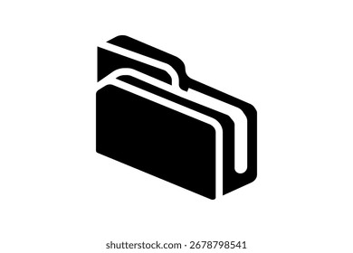 La Imagen muestra un ícono de carpeta negra. Es una ilustración minimalista y de estilo plano de una carpeta, comúnmente utilizada para representar archivos, almacenamiento o directorios en sistemas digitales.