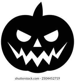 The image shows a black silhouette of a jack-o'-lantern, a pumpkin with a carved face