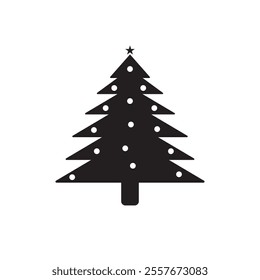 The image shows black silhouettes of Christmas trees. Showcasing varying shapes and arrangements of branches. These designs are simplistic and ideal for icons, decorations, or graphic design purposes.