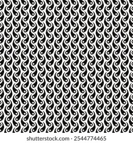 The image shows a black and white abstract pattern composed of interlocking crescent shapes.