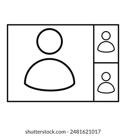 La Imagen muestra un dibujo en blanco y negro de la pantalla, los usuarios en la reunión en línea.