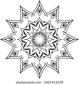 The image shows a black and white mandala design