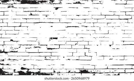 a imagem mostra uma parede de tijolos em preto e branco com uma textura grunge, dando-lhe uma aparência envelhecida e desgastada