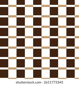 The image shows a brown and white checkered pattern, resembling a chessboard. The pattern is composed of alternating squares of brown and white, arranged in a grid format. 
