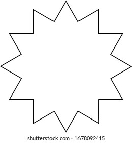 the image shows closed concave geometric figure with 24 sides in the shape of a 12-point star, in all three different image shows the only 12 point star in it, vintage line drawing or engraving 