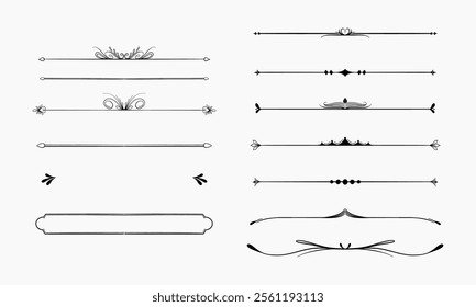 The image shows a collection of twelve different decorative dividers and borders suitable for various design purposes.