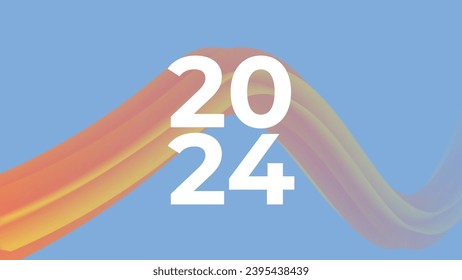 The image shows a colorful, abstract design of the numbers 2024. The numbers are made up of a variety of shapes and colors, including squares, triangles, circles, and lines. 