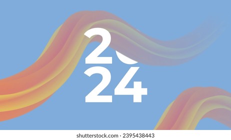 The image shows a colorful, abstract design of the numbers 2024. The numbers are made up of a variety of shapes and colors, including squares, triangles, circles, and lines. 