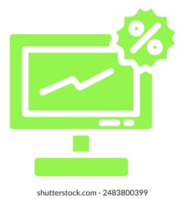 The image shows a computer monitor with a graph showing an upward trend, indicating increased sales.