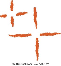 The image shows a cross-shaped pattern made of short, textured lines.  A geometric framework is formed using rough, brush-like strokes to create the design. Cartoon vector illustration