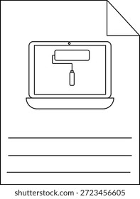 A imagem mostra uma página do documento com um gráfico de laptop e linhas na parte inferior Um canto do documento está dobrado