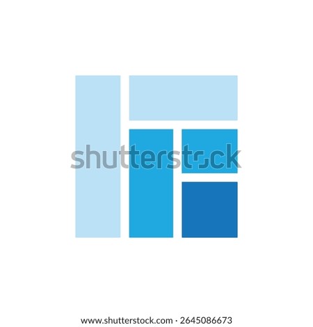 The image shows a flat abstract logo of a tile forming a square shape in blue color combination that looks clean and modern on a white background that can be used for general purposes