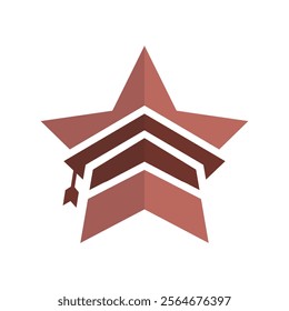 The image shows a flat logo design of a star shape with toga hat in it in brown color that looks clean and sharp on a white background