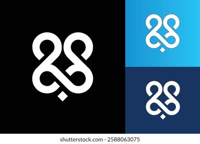 The image shows a flat logo design of decorative number 88 in white color that looks clean and modern on a black background.