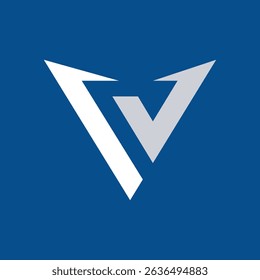 The image shows a flat logo design of an initial letter V in white color that looks clean and sharp on a dark blue background