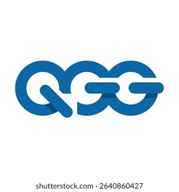 The image shows a flat logo design of a monogram letter QGG in blue color that looks clean on a white background