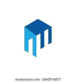 The image shows a flat logo design of a letter P in hexagonal shape in blue color with graph bar that looks clean and modern on a white background