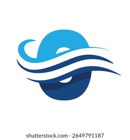 The image shows a flat logo design that depicts a number 0 in blue color combination with three wavy lines. It looks clan and modern on a white background.