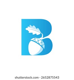A imagem mostra um design de logotipo plano de uma letra inicial B na cor azul com uma bolota interna na cor branca que parece limpa em um fundo branco