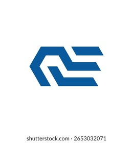 The image shows a flat logo design of an initial letter QE connected in modern style in dark blue color that looks clean and sharp on a white background