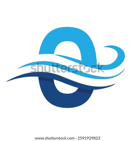 The image shows a flat logo design of a number 0 with three wave lines in blue color. The image produced without the use of any form of AI software.