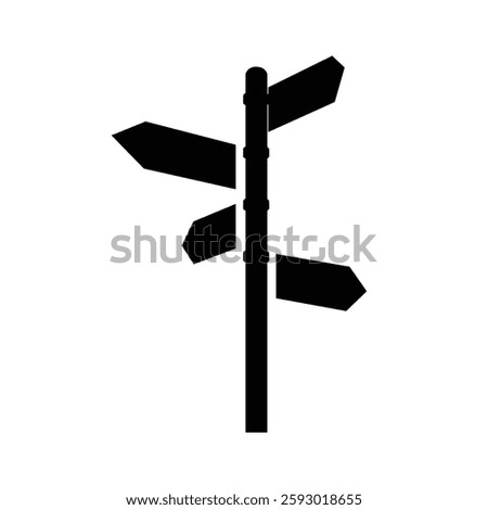 The image shows a flat logo design of a pole with four directional posts in black color on a white background. The image produced without the use of any form of AI software.