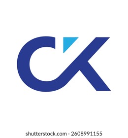 The image shows a flat monogram an initial letter CK in san serif font color that looks clean and sharp on a white background