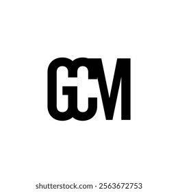 The image shows a flat monogram logo design of an initial letter GCM in black color that looks clean and formal on a white background