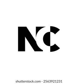 
The image shows a flat monogram logo design of an initial letter NC in black color with negative space that looks clean and clever on a white background
