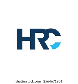 The image shows a flat monogram logo design of an initial letter HRC in blue color with accent that looks clean and sharp on a white background