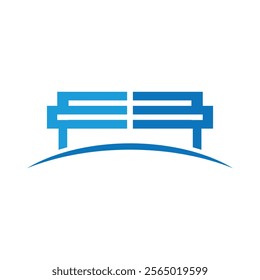 The image shows a flat monogram logo design of an initial letter BB in blue color that forms a park bench shape that looks clean and sharp on a white background