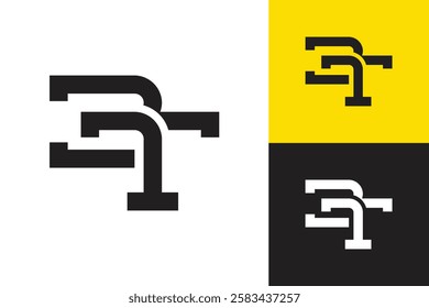 The image shows a flat monogram logo design of an initial letter 3T in black color that looks cool and sporty