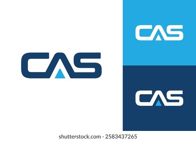 The image shows a flat monogram logo design of an initial letter CAS in blue color that looks bold and sharp on a white background