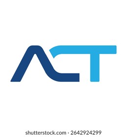 The image shows a flat monogram logo design of an initial letter ACT in blue color that looks clean and modern on a white background