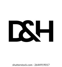 The image shows a flat monogram logo design of an initial letter D and H in black color that looks clean and bold on a white background