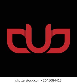 A imagem mostra um design de logotipo de monograma plano de um dub inicial de letra em vermelho que parece limpo e moderno em um fundo preto que pode ser usado para fins gerais