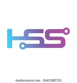 A imagem mostra um design de logotipo de monograma plano de uma letra inicial HSS com linhas de nó de transistor em um gradiente rosa aqua brilhante que parece moderno e tecy em um fundo branco

