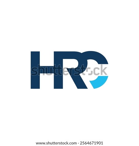 The image shows a flat monogram logo design of an initial letter HRC in blue color with accent that looks clean and sharp on a white background