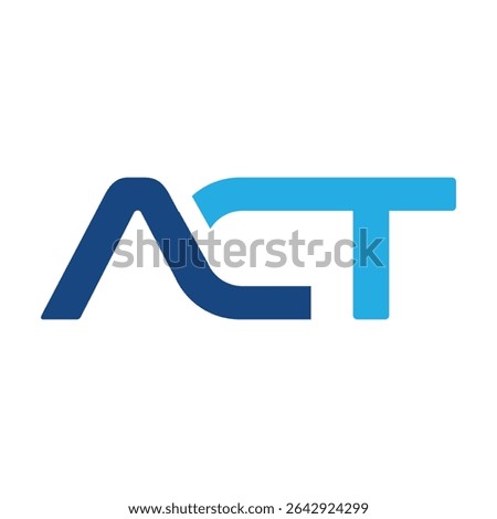 The image shows a flat monogram logo design of an initial letter ACT in blue color that looks clean and modern on a white background