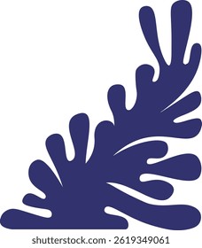 An image shows a flat, organic form resembling a plant corner.  The illustration depicts a simplified botanical element in a bold style. Cartoon vector illustration