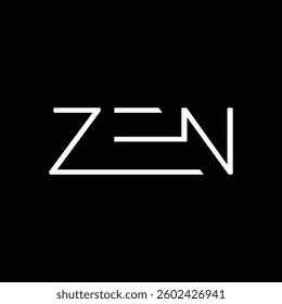 The image shows a flat wordmark design of ZEN that looks clean on a black background