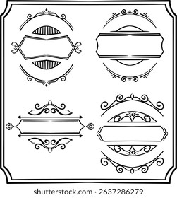The image shows four decorative frames in different styles, including rectangular, oval and circular and decorated with ornaments.	