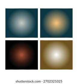 La Imagen muestra cuatro cuadrados con diferentes Gradientes de color y fuentes de luz centrales en cada cuadrado.