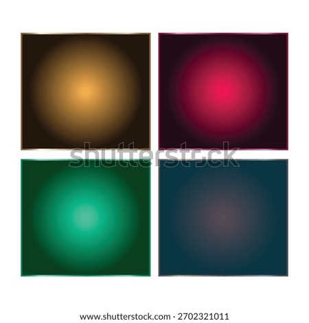 image shows four squares with gradient fills of brown pink green and blue on a clean white background