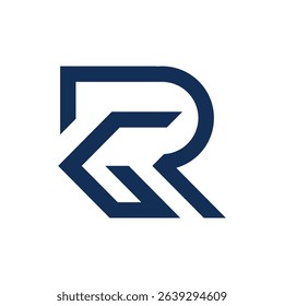 The image shows a geometric monogram logo design of an initial letter RG in black color that looks clean and sharp on a white background 