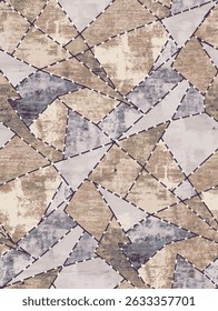 The image shows a geometric pattern with various colored shapes, primarily triangles and quadrilaterals, arranged in a seemingly random fashion.