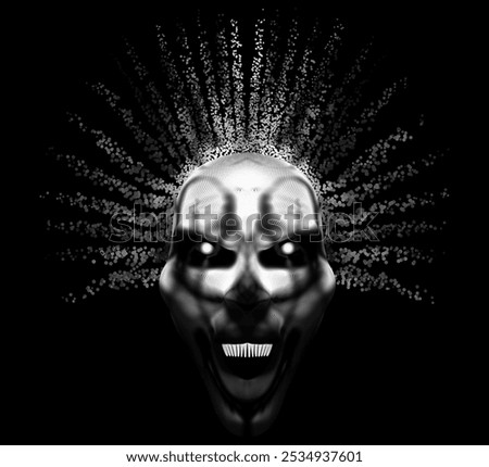 Similar – Image, Stock Photo A man shows creepy glowing white and red teeth in blurred photograph with teeth lighting