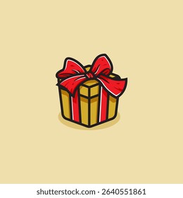 The image shows a gift box complete with a red ribbon