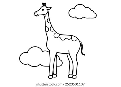 The image shows a giraffe standing in a field logo icon vector illustration.