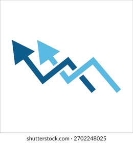 Das Bild zeigt eine Wachstumskarte mit nach oben zeigenden Pfeilen, die Geschäftserfolg, Strategie und Datenanalyse im Finanzsektor symbolisieren.